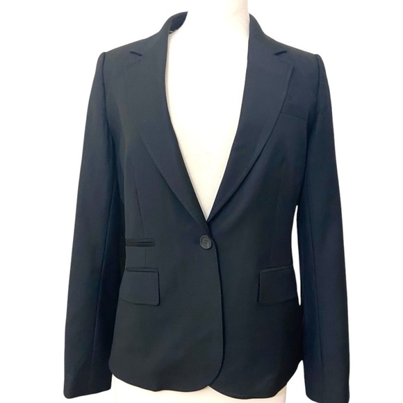 J. Crew Super 120's One Button Wool Blazer Black Workwear Career Wear - Picture 1 of 10